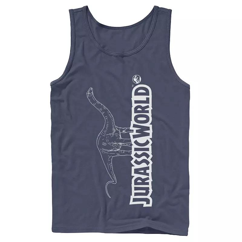 Men's Jurassic World Longneck Dinosaur Title Logo Outline Tank Top,  Product Image