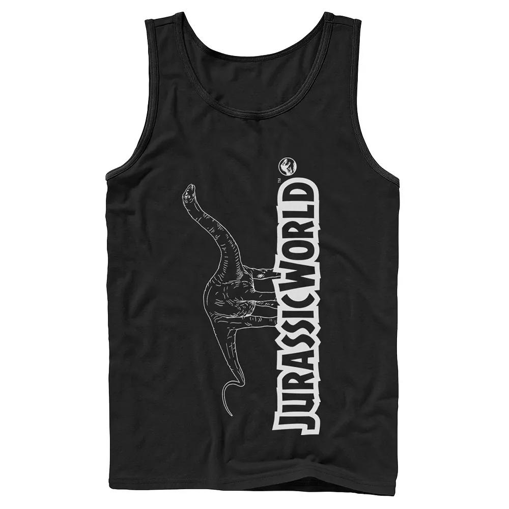 Men's Jurassic World Longneck Dinosaur Title Logo Outline Tank Top,  Product Image