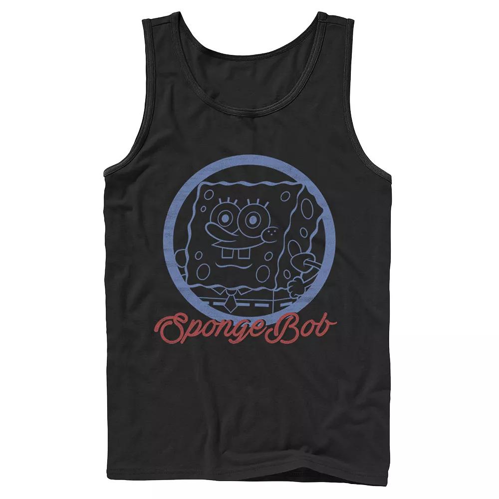 Men's Nickelodeon SpongeBob SquarePants Line Art Cursive Logo Portrait Graphic Tank Top,  Product Image