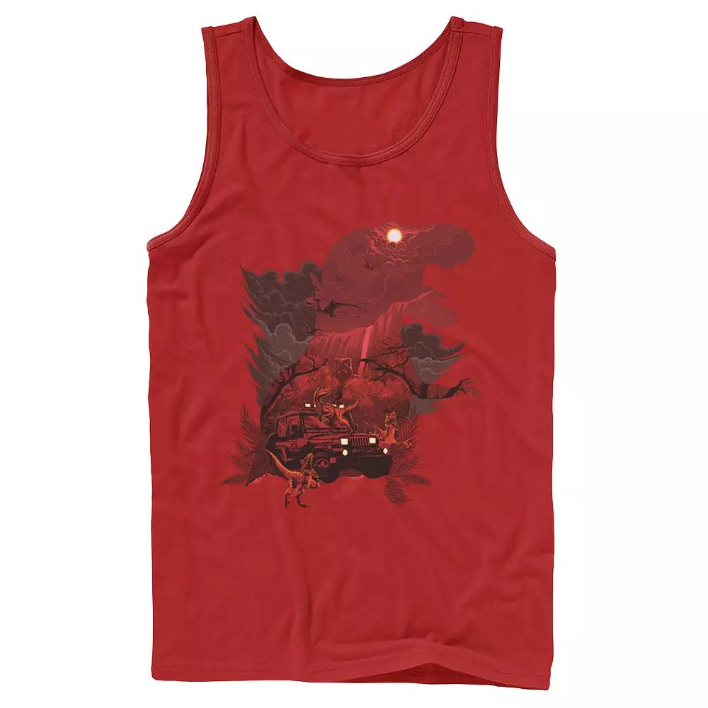 Mens Jurassic Park T-Rex Red Safari Collage Tank Top, Men's,  Product Image