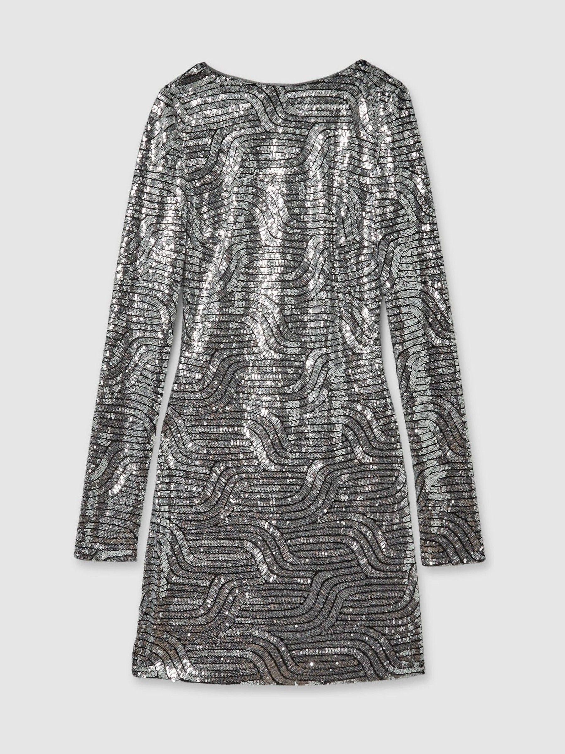 Halston Sequin Mini Dress in Silver Product Image