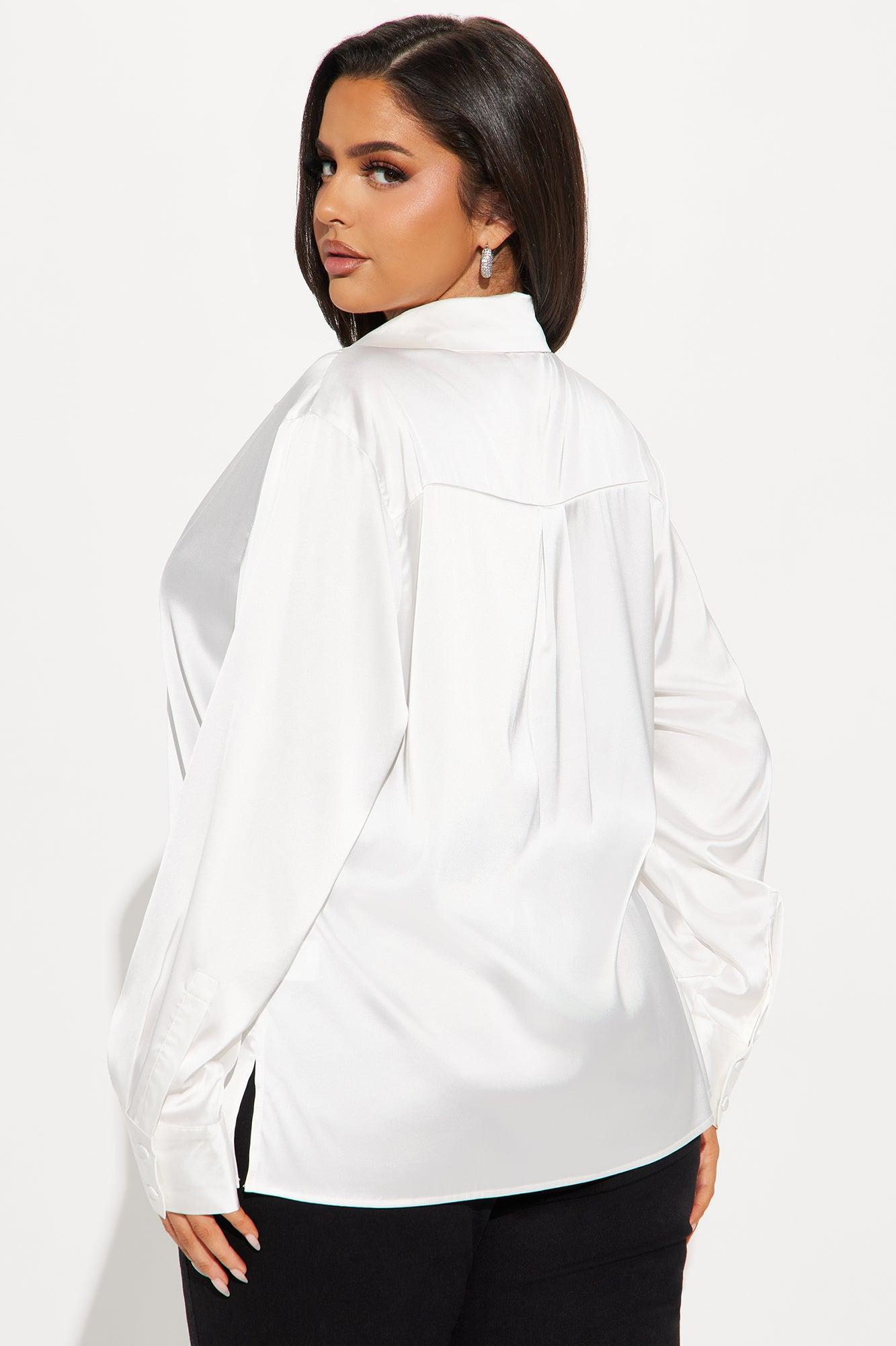 Another Workday Satin Shirt - Ivory Product Image