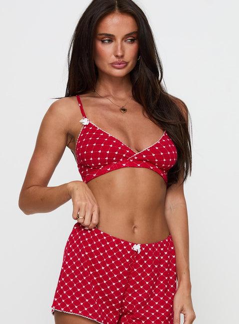 Slumber Pointelle Sleep Bralette Red Product Image
