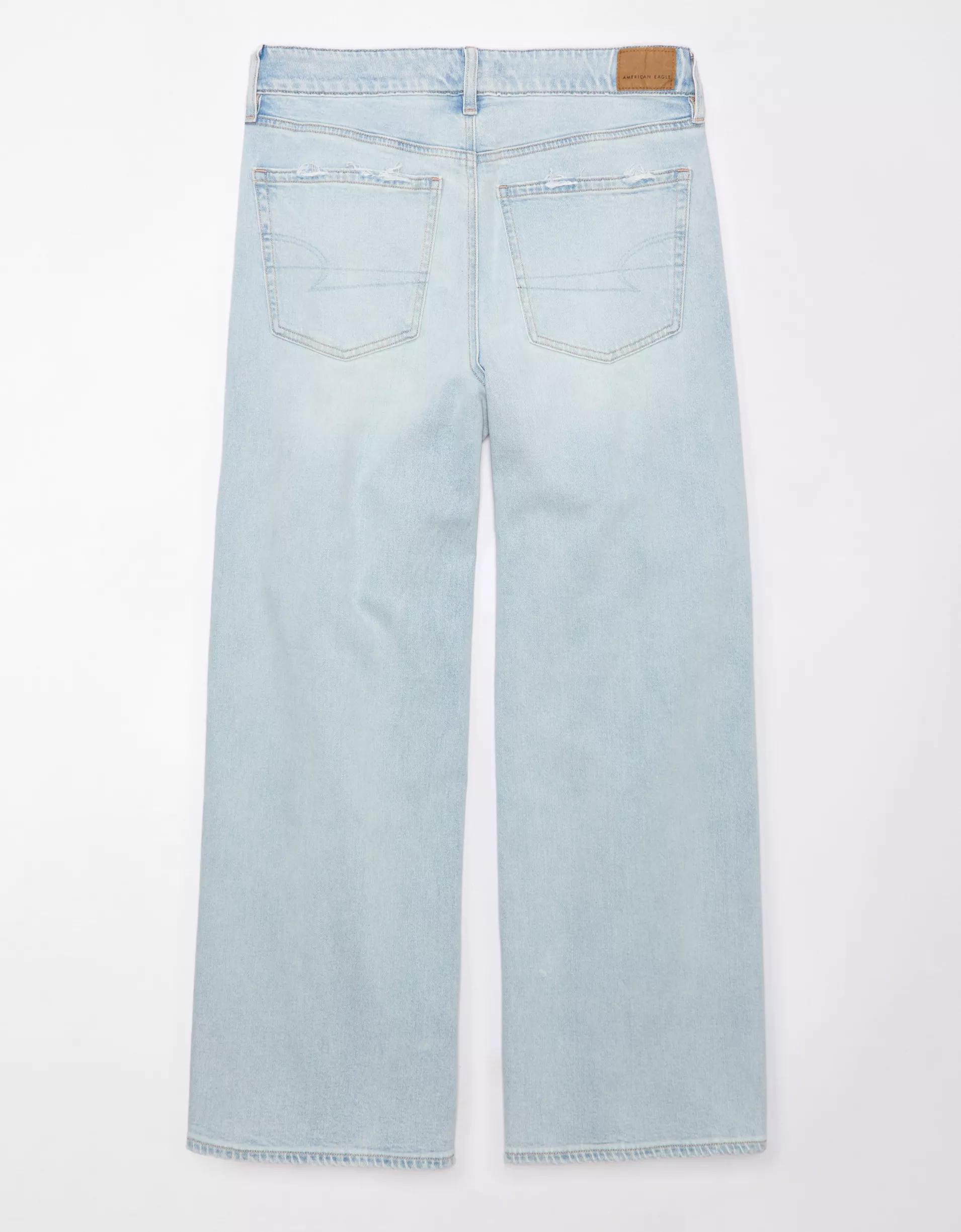 AE Strigid Ripped Super High-Waisted Baggy Wide-Leg Ankle Jean Product Image