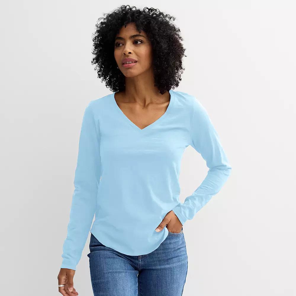 Women's Sonoma Goods For Life® Everyday Long Sleeve V-Neck T-Shirt,  Product Image