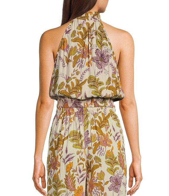Angie Floral Print Mock Neck Coordinating Sleeveless Top Product Image