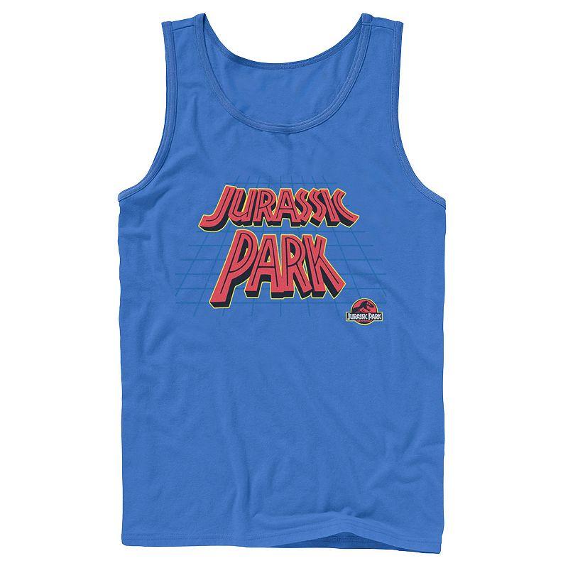 Men's Jurassic Park Tilted Retro Grid Logo Tank Top,  Product Image