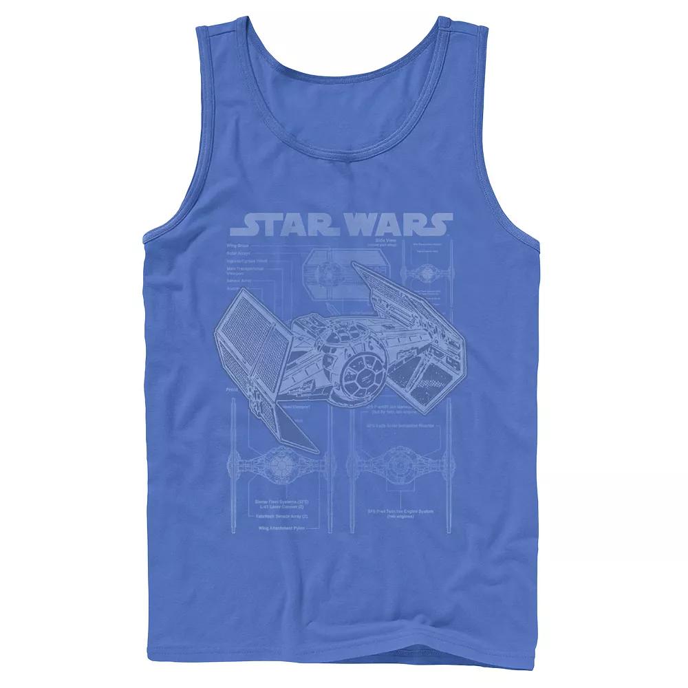 Men's Star Wars TIE Fighter Blueprint Schematics Tank Top,  Product Image