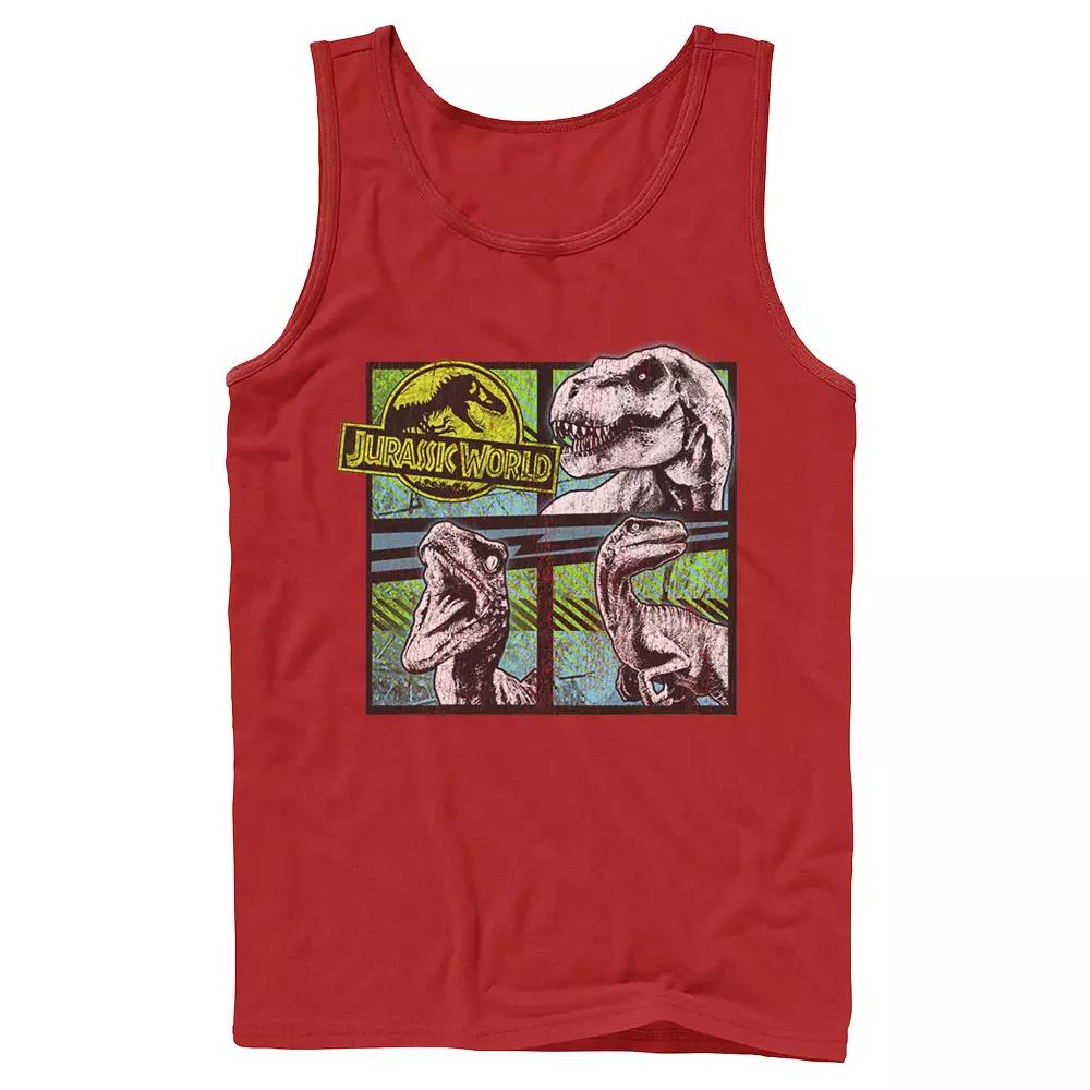 Men's Jurassic World Dinosaurs Group Of 3 Neon Graphic Tank Top,  Product Image