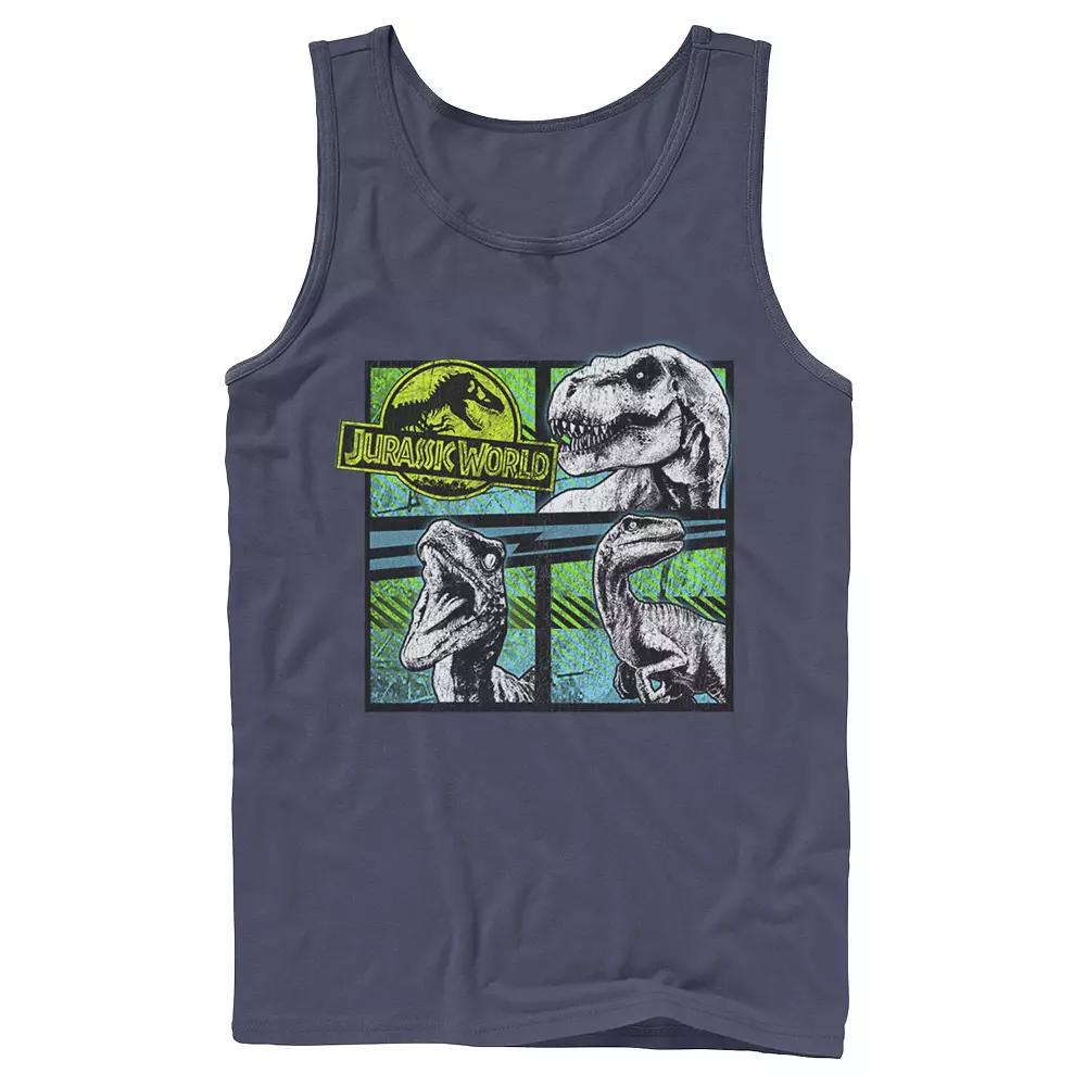 Men's Jurassic World Dinosaurs Group Of 3 Neon Graphic Tank Top,  Product Image