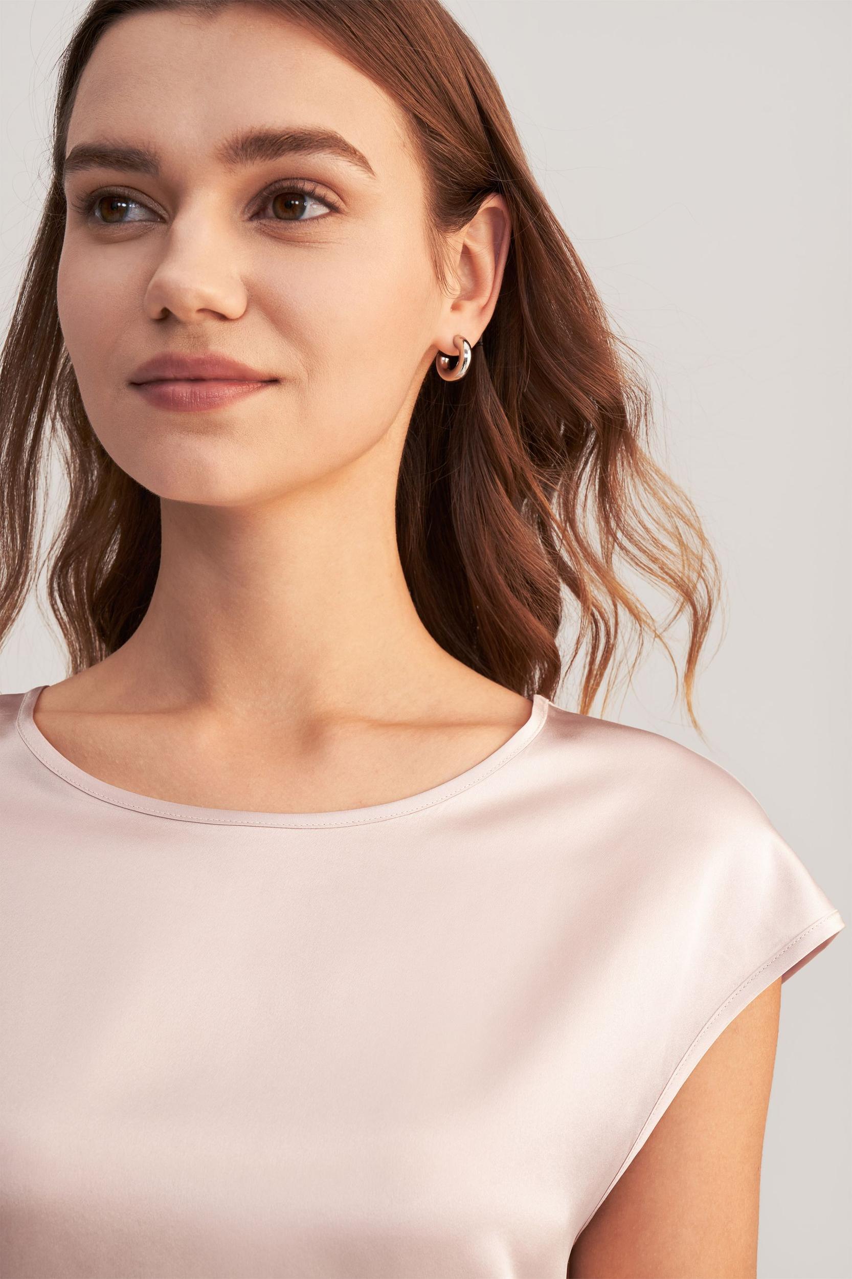 Basic Cap Sleeves Silk Tee Product Image