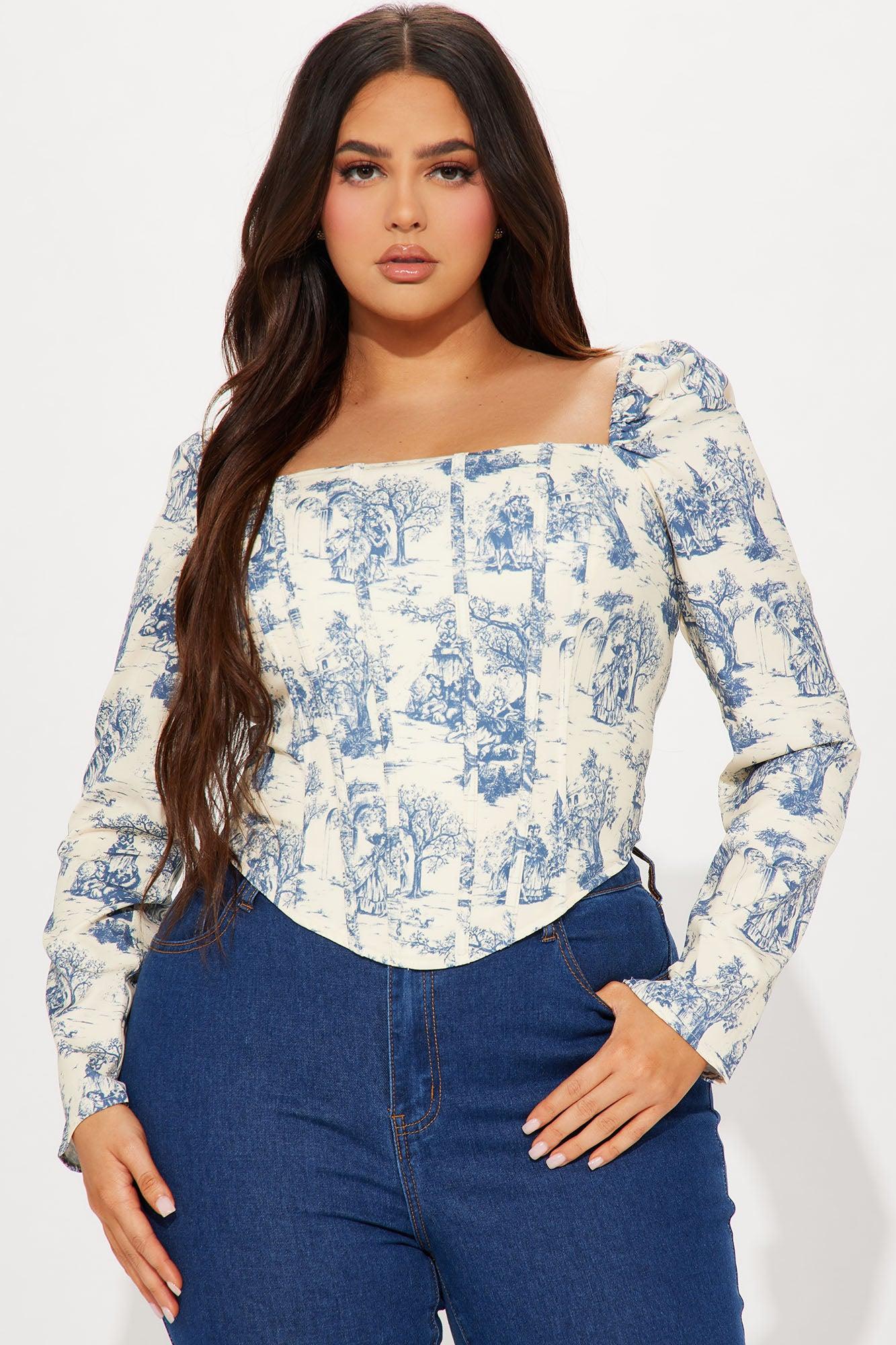 Simple Life Corset Top - Blue/combo Product Image