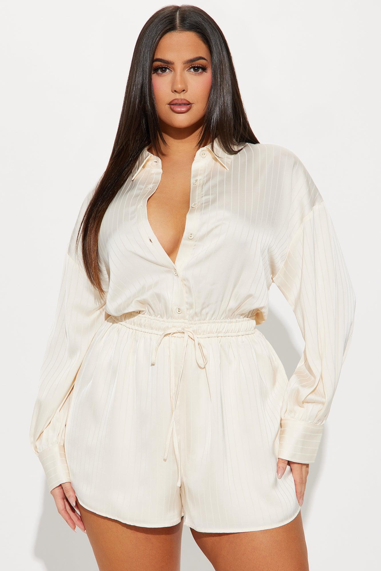 Sonya Satin Romper - Ivory Product Image