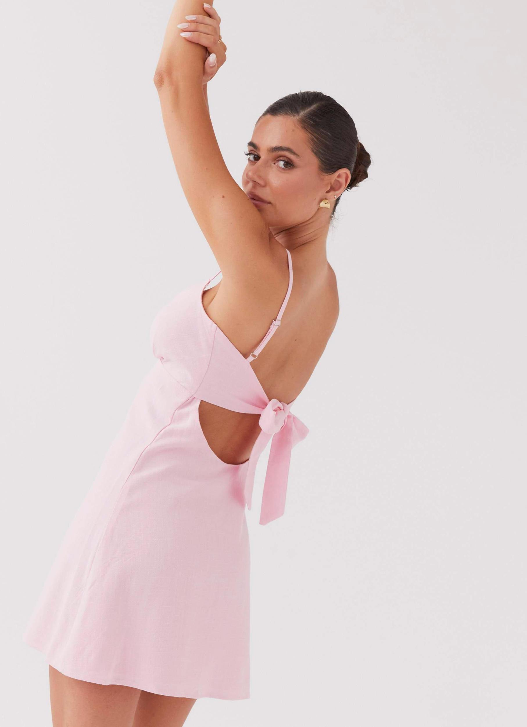 Flora Linen Mini Dress - Candy Product Image