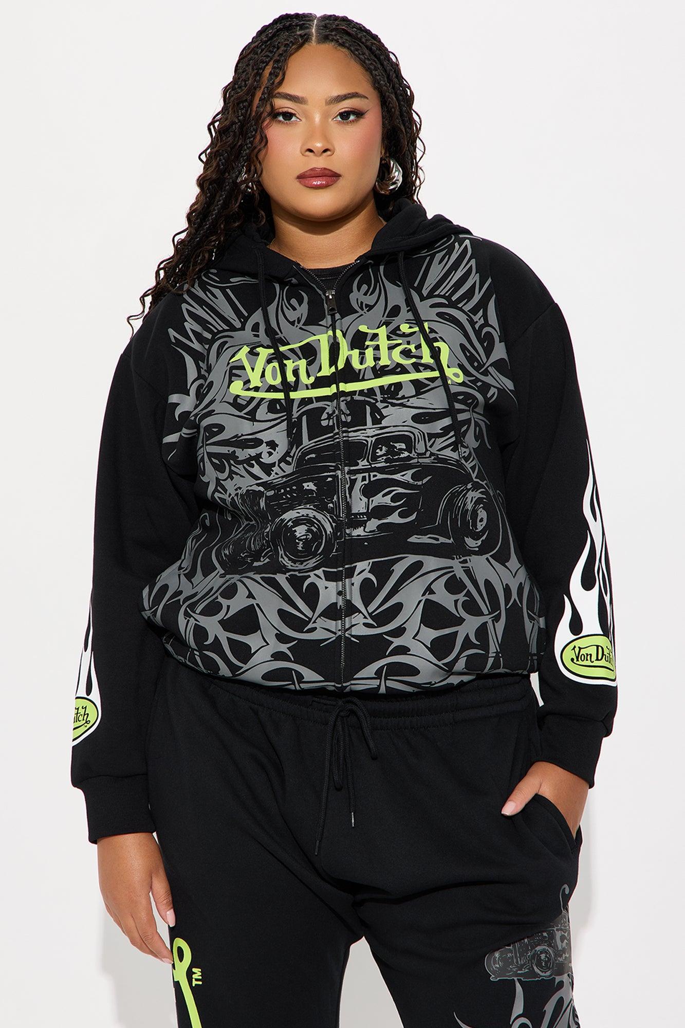 Von Dutch Car Show Zip Front Hoodie - Black/Green Product Image