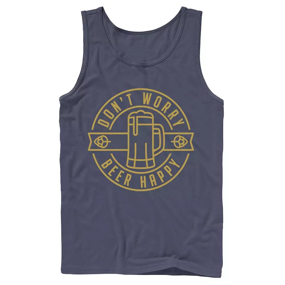 Men's Don't Worry Beer Happy Circle Tank Top,  Product Image