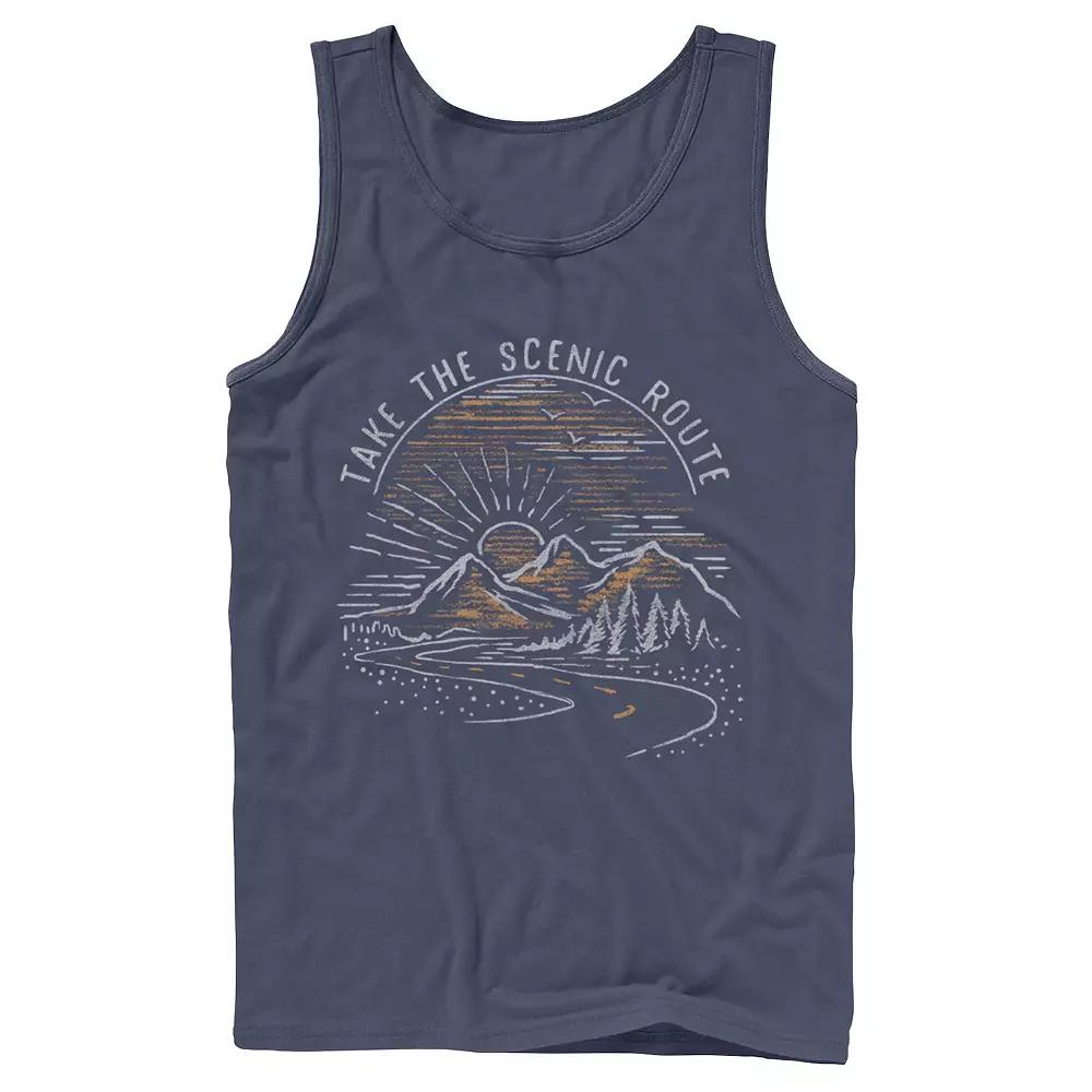 Men's Take The Scenic Route Mountain Sunrise Sketch Tank Top,  Product Image