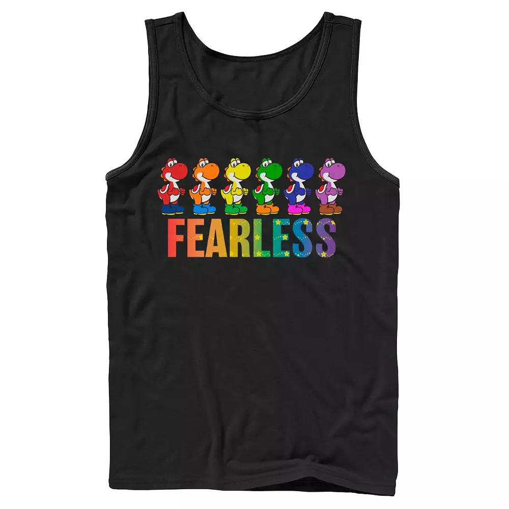 Adult Super Mario Pride Yoshi Fearless Rainbow Line Up Tank Top, Men's,  Product Image