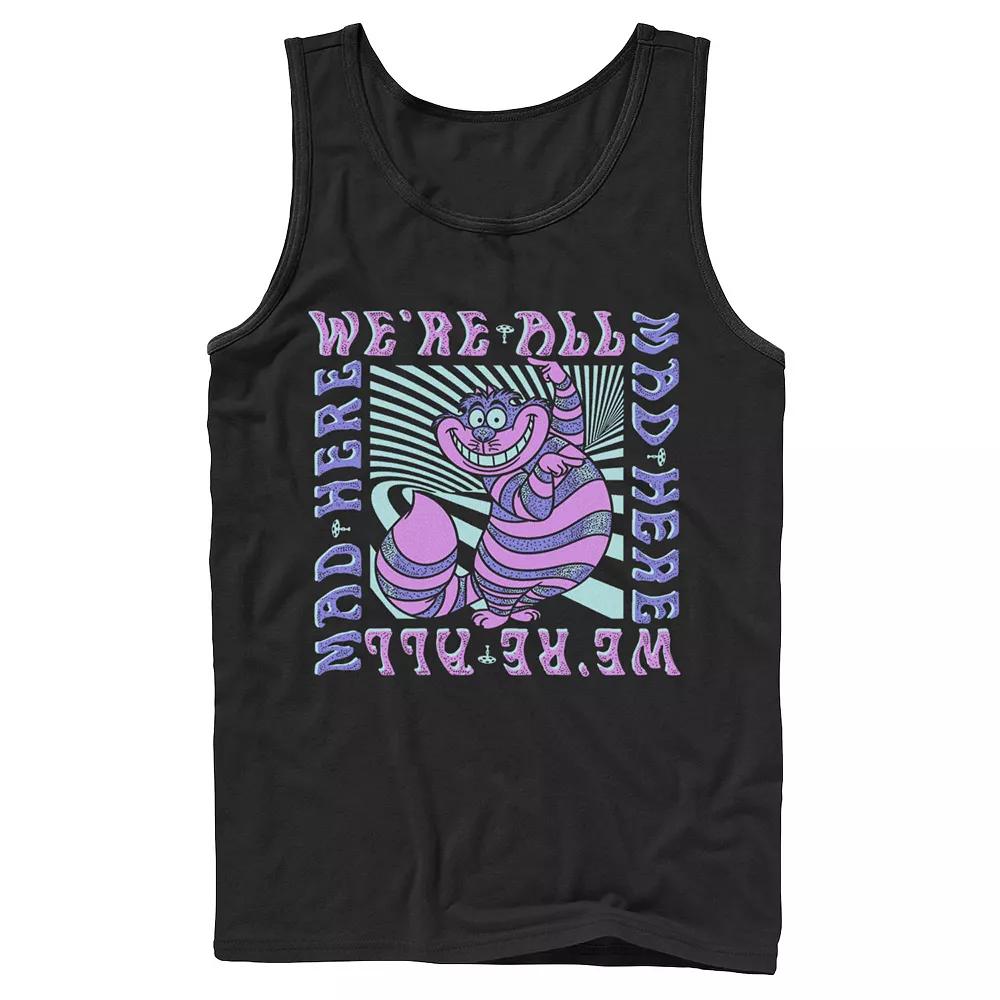 Disney's Alice In Wonderland Cheshire Cat We're All Mad Box Up Men's Tank Top, Size: XL, Black Product Image