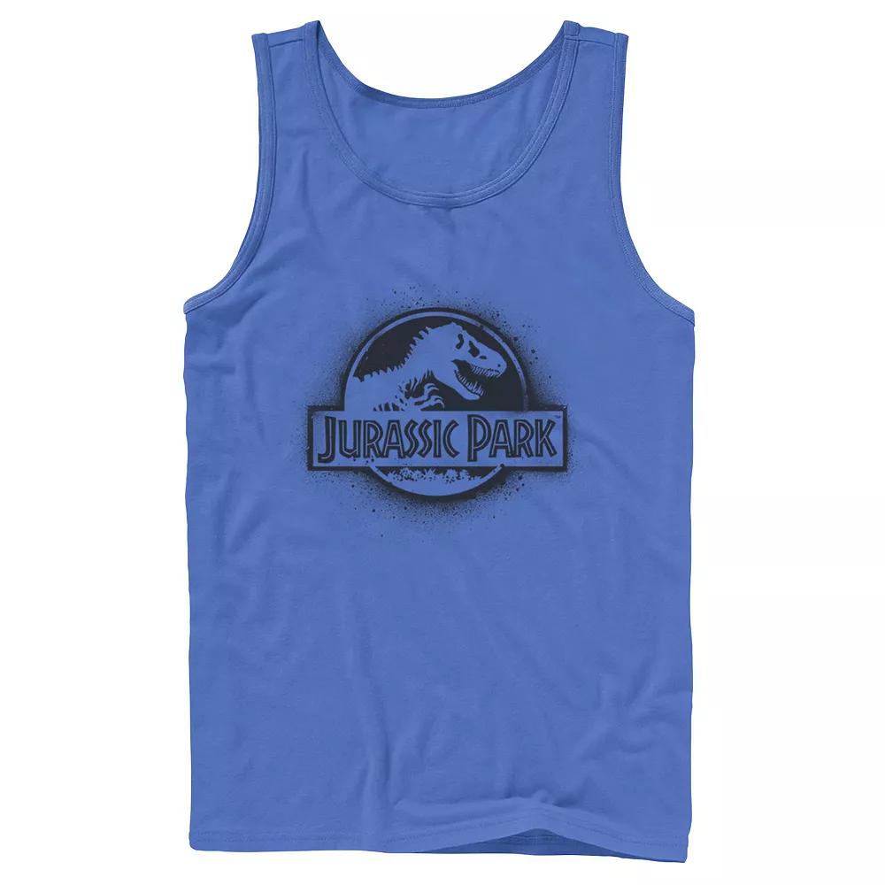 Men's Jurassic Park All White Spray Paint Stencil Movie Logo Tank Top,  Product Image