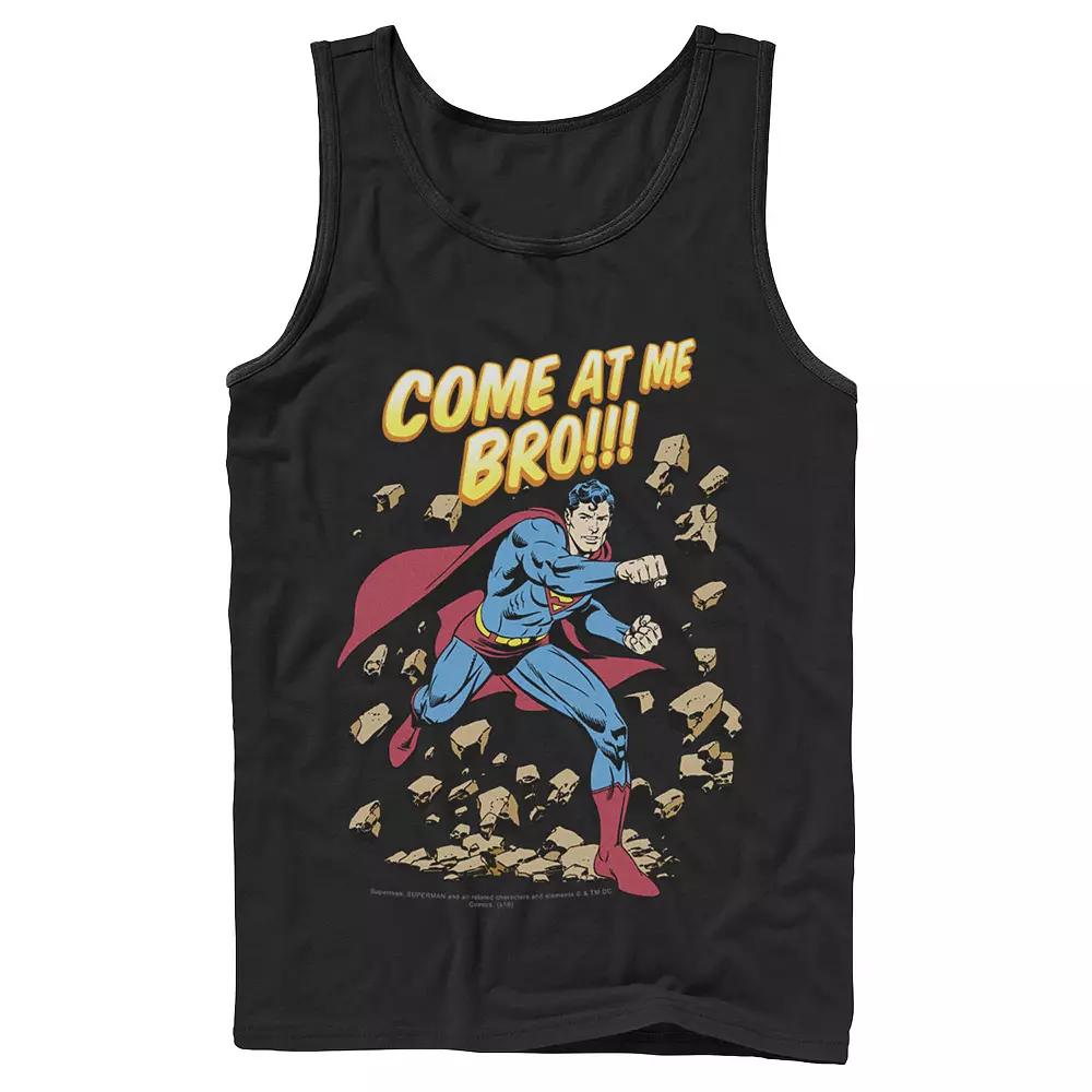 Men's DC Comics Superman Come At Me Bro Text Poster Tank Top,  Product Image