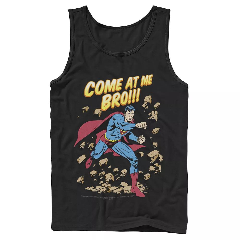 Men's DC Comics Superman Come At Me Bro Text Poster Tank Top,  Product Image