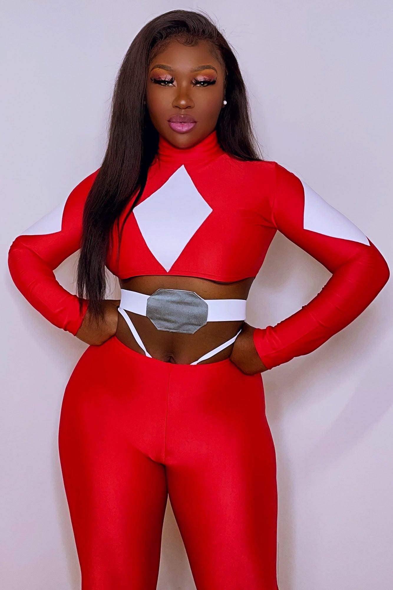 Power Sexy Superhero 4 Piece Costume Set - Red/combo Product Image