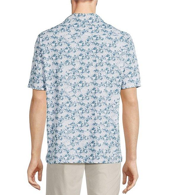 Hart Schaffner Marx Featherweight Luxury Performance Short Sleeve Palm Print Coat Front Shirt Product Image