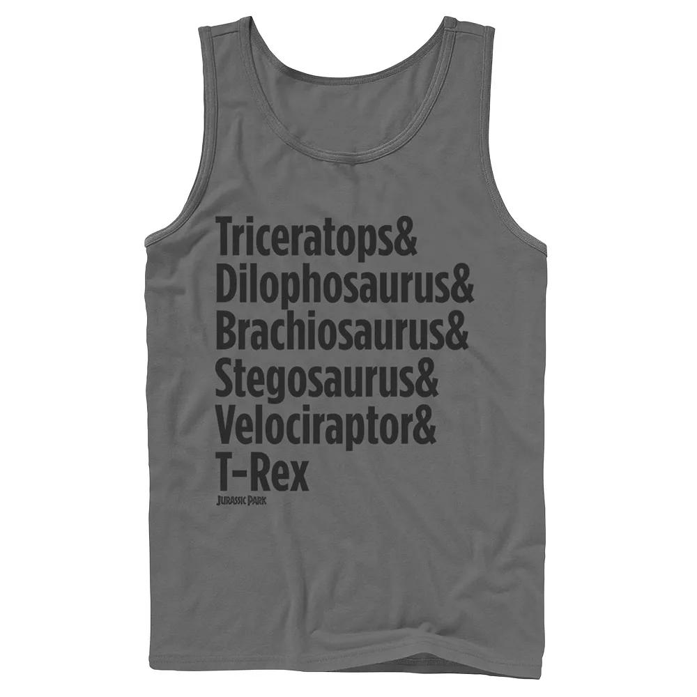 Men's Jurassic Park Dinosaur Names Tank Top,  Product Image