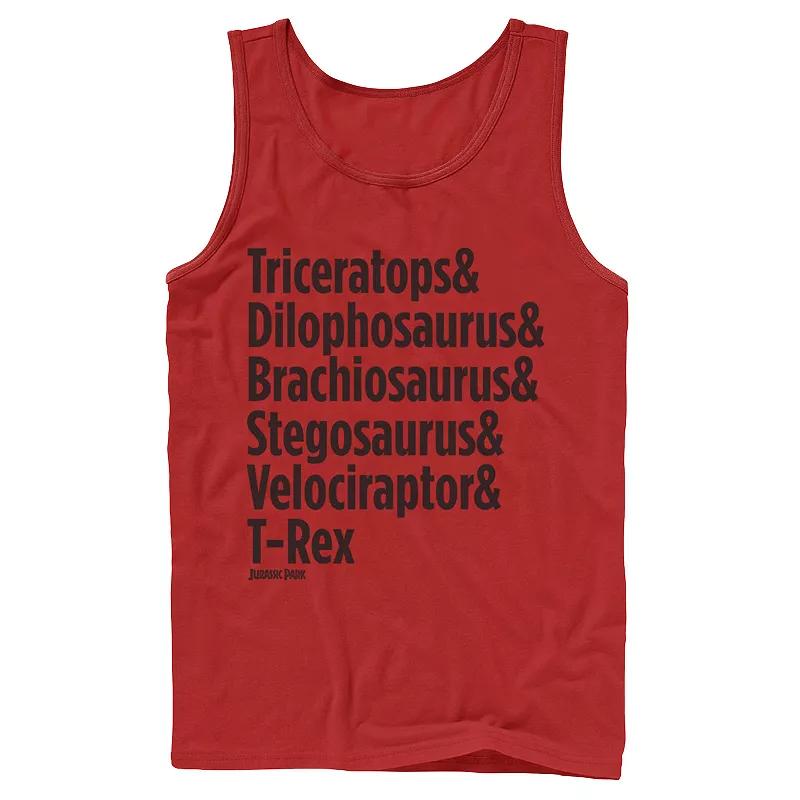 Men's Jurassic Park Dinosaur Names Tank Top,  Product Image