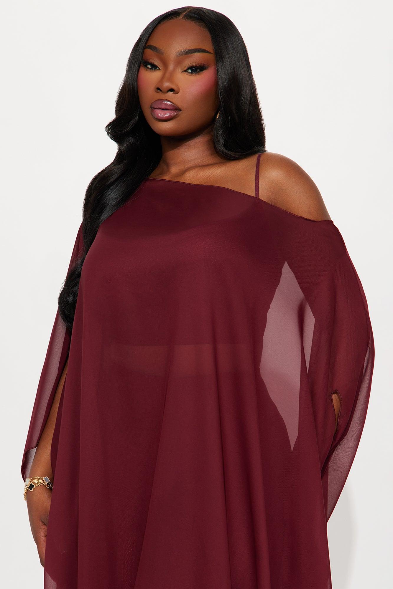 Just A Glimpse Draped 3 Piece Pant Set - Burgundy Female Product Image
