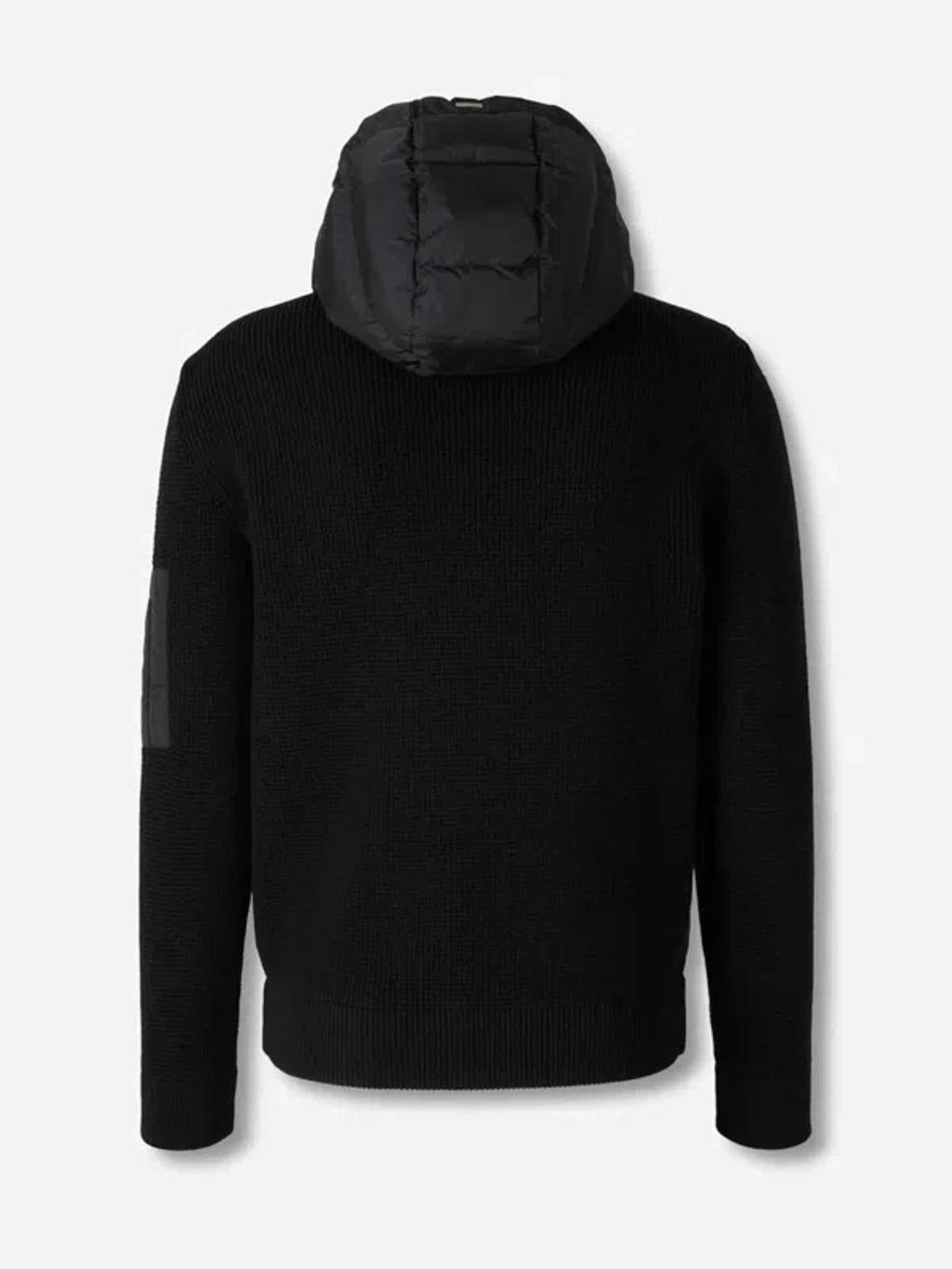 HERNO Padded Bomber Jacket With Wool Sleeves Clothing In Black Product Image