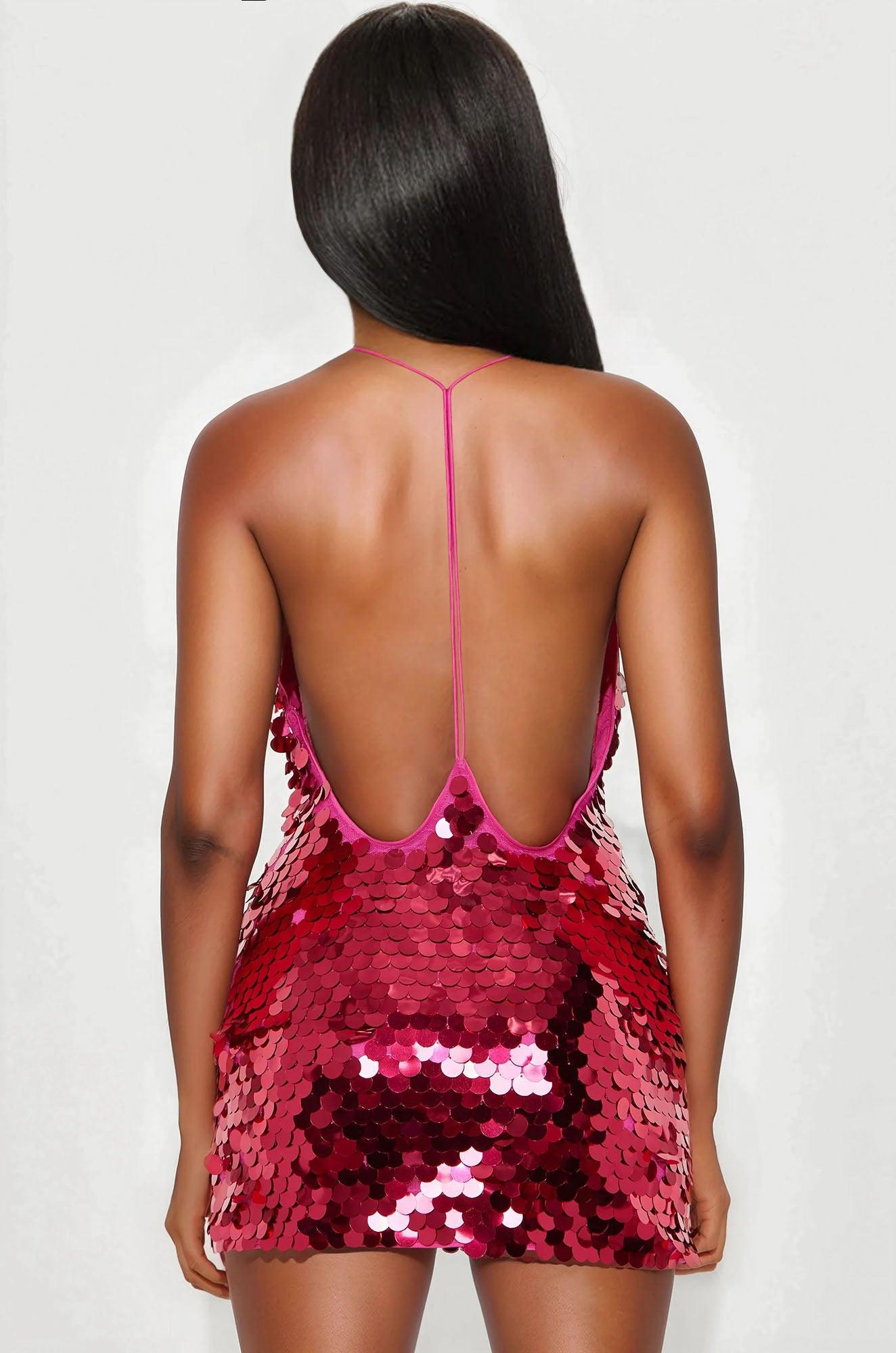 In The Spotlight Sequin Mini Dress - Hot Pink Female Product Image