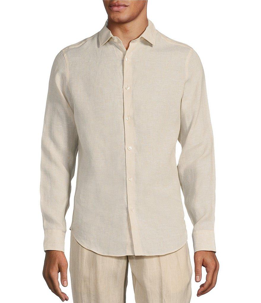 Murano Baird McNutt Linen Slim Fit Solid Long Sleeve Woven Shirt Product Image