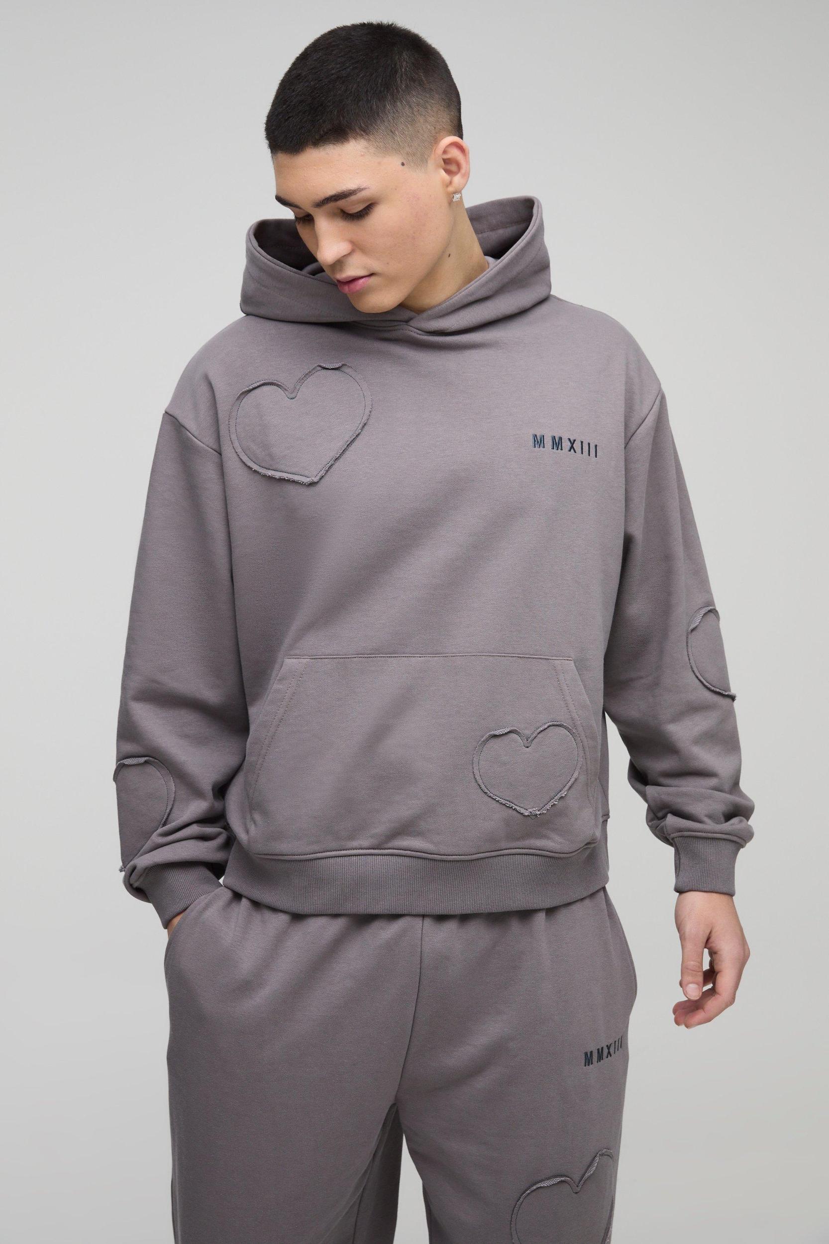 Oversized Boxy Heart Applique Tracksuit | boohooMAN USA Product Image