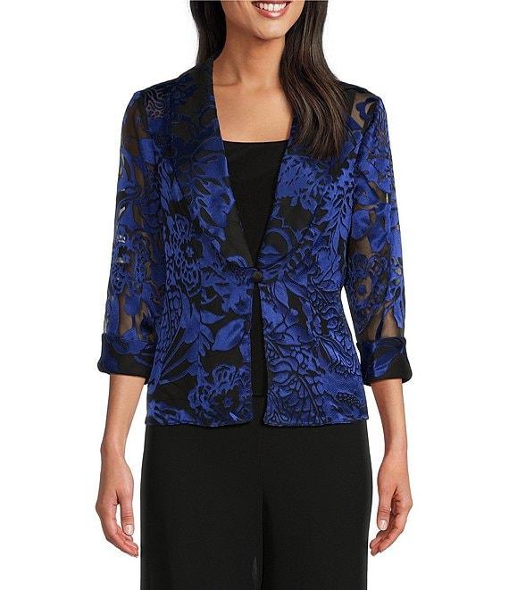 Alex Evenings Chiffon V-Neck 3/4 Illusion Sleeve Twin Set Product Image