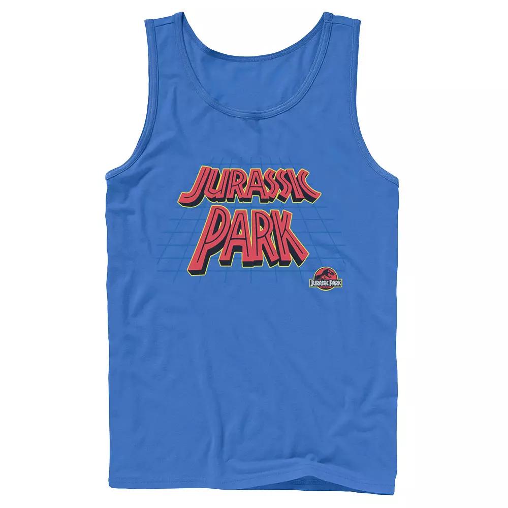 Men's Jurassic Park All White Spray Paint Stencil Movie Logo Tank Top,  Product Image