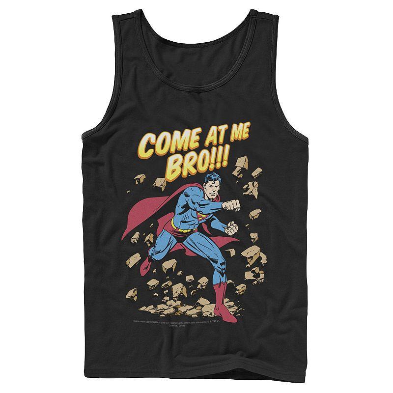 Men's DC Comics Superman Come At Me Bro Text Poster Tank Top,  Product Image