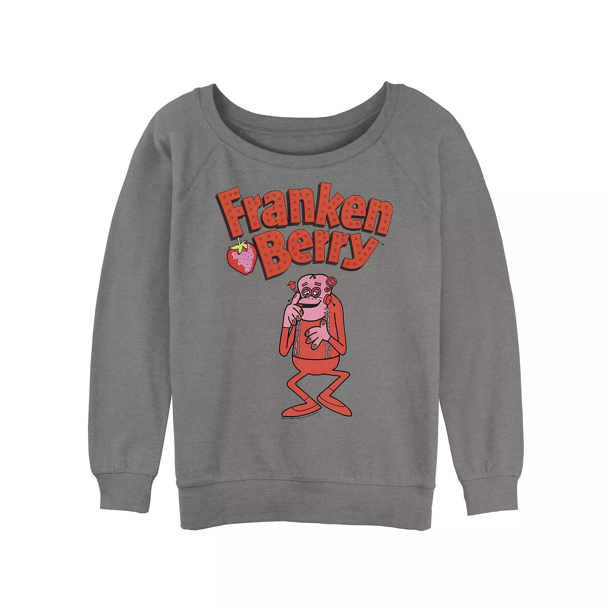 Juniors' Franken Berry Logo Slouchy Terry Graphic Pullover, Women's,  Product Image
