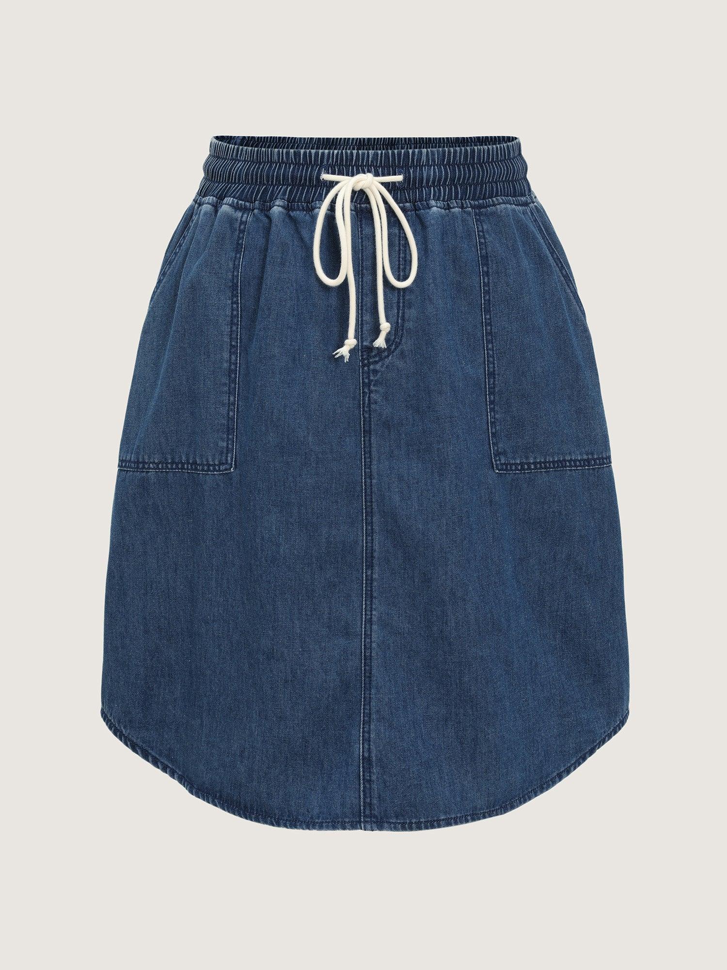 Stretchy Straight-Fit Denim Mini Skirt Female Product Image
