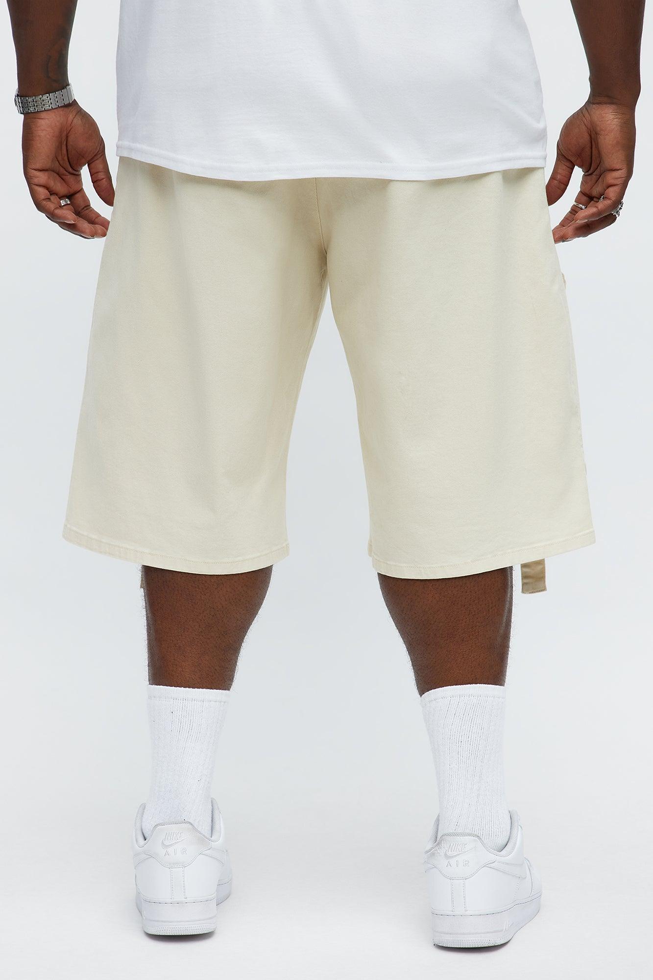 Baggy Oversized Pocket Cargo Shorts - Cream Male Product Image