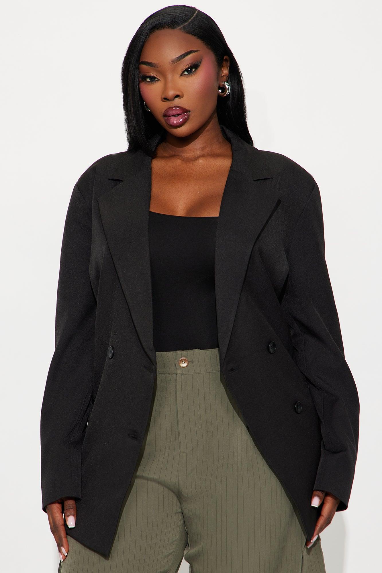 Big Goals Double Breasted Oversized Blazer - Black Female Product Image