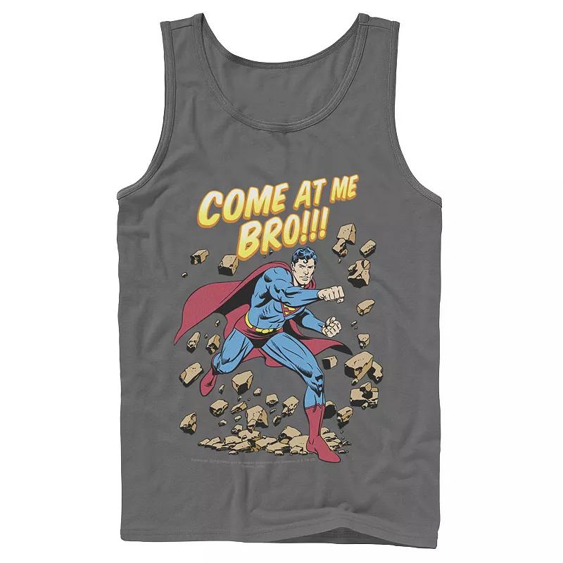 Men's DC Comics Superman Come At Me Bro Text Poster Tank Top,  Product Image
