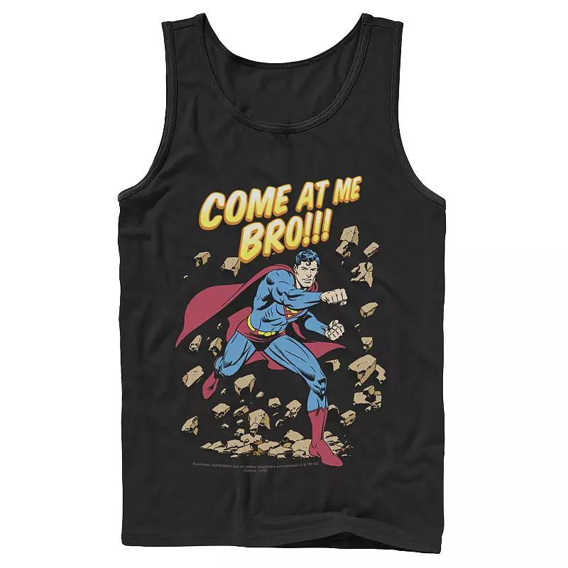 Men's DC Comics Superman Come At Me Bro Text Poster Tank Top,  Product Image