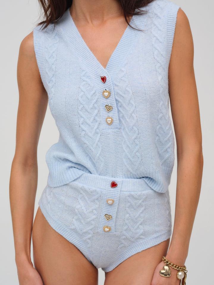 Cupid Cable Knit Vest — Blue Product Image