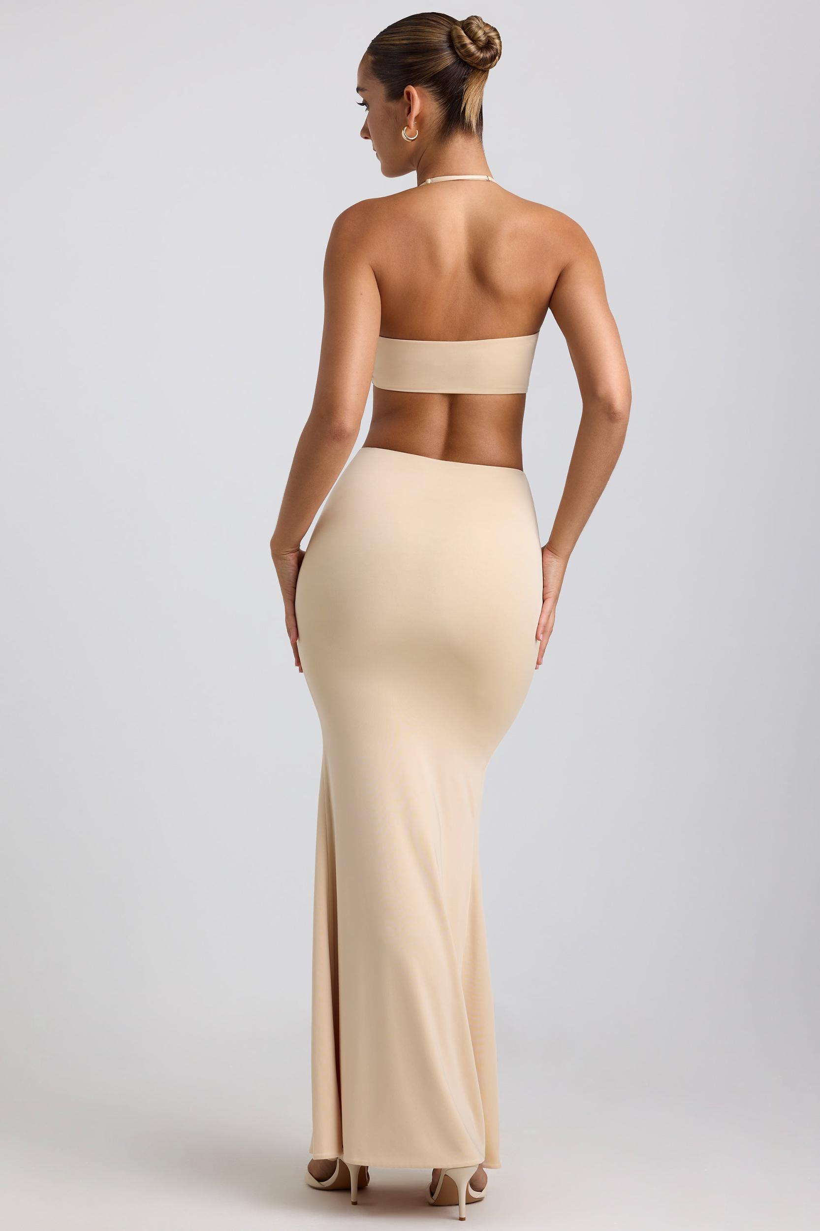 Slinky Jersey Hardware Detail Maxi Skirt in Buttercream Product Image