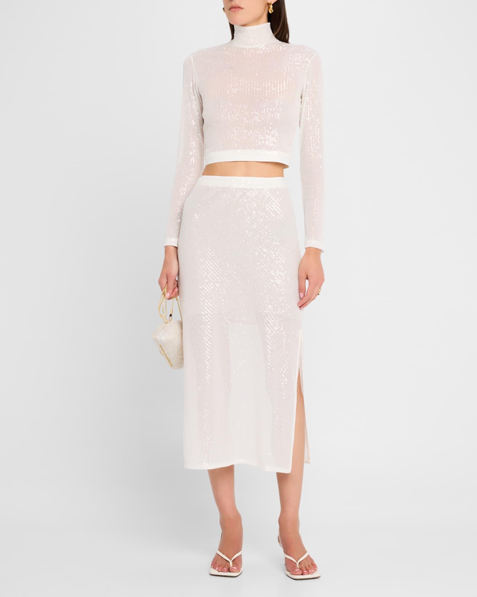 Sequined Mock-Neck Crop Top  Product Image