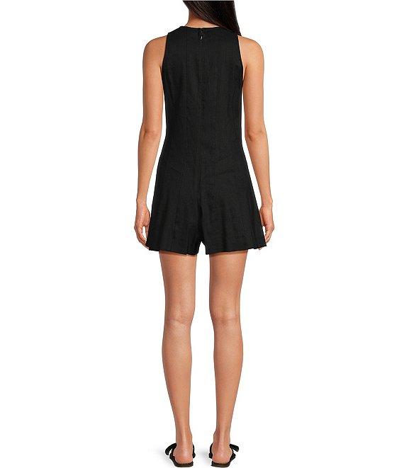 Gianni Bini Samie Linen Blend Halter Neck Sleeveless Romper Product Image