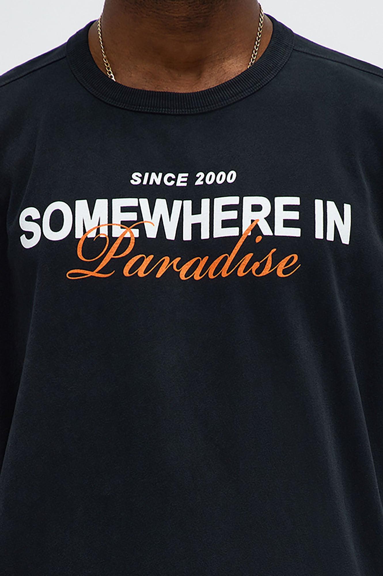 Somewhere In Paradise Oversized Short Sleeve Tee - Black Wash Male Product Image