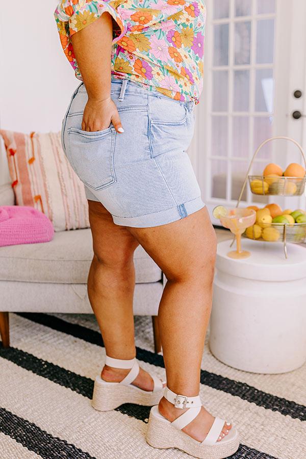 Risen Tabor High Waist Shorts in Light Wash Curves Product Image